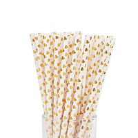 Gold Paper Straws, Biodegradable Disposable Party Drinking Straws for Party Supplies Birthday Wedding Baby Shower, Pack of 100 (Gold Heart)