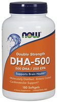 NOW Supplements, DHA-500 with 250 EPA, Molecularly Distilled, Supports Brain Health*, 180 Softgels