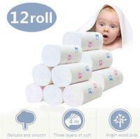 12 Rolls Ultra Soft & Strong Toilet Paper Recycled Bath Tissue 4-Ply Toilet Paper for Family Restaurant Hotel (Bear)