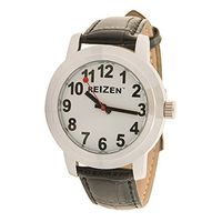 Reizen Low Vision Quartz Watch - White Face - Leather Band - Unisex