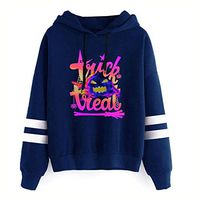 Willow S Sweatshirts for Women Halloween Loose Pumpkin Print Hoodie Pullover Jacket Blue