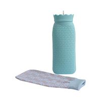 Meijunter Silicone Hot Cold Water Bag Microwave Heating Bottle with Knit Cover - Hot & Cold Therapies(Blue)