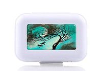 JWDCC Pill Box Case - Decorative Boxes - Pocket Medicine Tablet Holder Organizer Case Pill Box for Purse - Compact 8 Compartment (Dragonflies Silhouettes Moon)