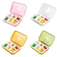 4 Pack Six Grid Mini Pill Box Travel Plastic First Aid Storage Box Portable Plastic Medicine Storage Box Independent Packaging Box Size 92 * 66 * 23Mm