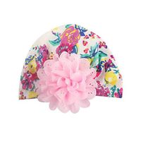 Ugthe Infant Clothing Unisex Baby Cute Floral Printed Knotted Turban Hat Cap Headwear Photography Prop - Pink