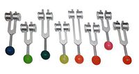 Radical 8 Chakra & Soul Purpose Cosmic Weighted Healing Tuning Forks with Colored Rubber Balls, Activator & Pouch