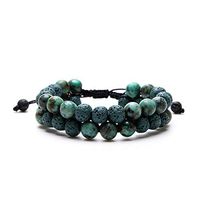Aromatherapy Essential Oil Diffuser Bracelet Lava Stone Bead Gemstone Anxiety Diffuser Bangle Cuff Bracelet(Dark Green)