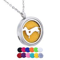 Dachshund Heart Aromatherapy Essential Oil Diffuser Necklace Jewelry Stainless Steel Locket Pendant,12 Refill Pads
