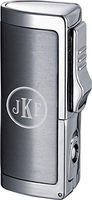 Personalized Visol Aleus Brushed Chrome Triple Jet Cigar Lighter with Built-in Punch - Free Engraving (Roman Monogram)