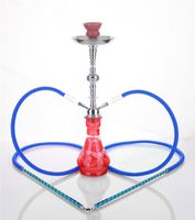 2 hose 21" Salam Red Hookah Shisha Nargila water glass vase pipes smoke sale