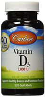 Carlson Labs Vitamin D3 5000 IU Soft Gels, 120 Count