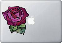 Yadda-Yadda Design Co. Rose Blossom D1 Stained Glass Style - Opaque Vinyl Decal for Laptop | MacBook | Appliances YYDC (5" w x 5.3" h) (Purple)