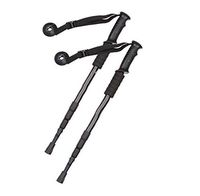 XIZH (Two-Piece Trekking Pole - Straight Shank Mountaineering Cane Four Section Telescopic Whip Aluminum Alloy Black Curved Handle Trekking Pole-1 Pair