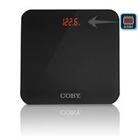 Coby Digital Glass Body Weight Bathroom Scale with Step-On Technology, Bright Red LED DOT Display, 400 Pounds, Ultra Slim Modern Design, Sleek Black