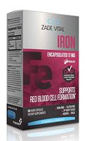 Zade Vital Iron Supplement for Immune System, Energy and Red Blood Cell Production, Dietary Supplement, 60 Vegetable Hard Capsules, Non GMO, Kosher, Halal, GMP, Vegan, 2 Months Supply