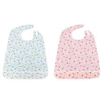 JINTAOFA Adult Bibs with Crumb Catcher- Dining Clothing Protectors- Mealtime Protector Waterproof Washable Bib Reusable Pack of 2