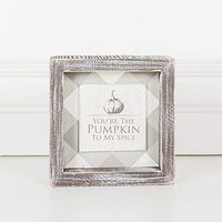 5" X 5" X 1.5" Wood Framed Sign (You're The Pumpkin To My Spice), Gray/White – 60154
