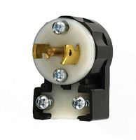 Leviton ML3-AP 15 Amp, 125/250 Volt, Non-Grounding, Locking Plug, Industrial Grade, MiniLock Angle, Black-White