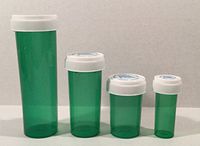 DRAM 4 Pack Reversible Cap Bottles 60, 30, 20, 08 DRAMS Rx Pill Pharmacy Vials Crafts Coins Storage Vitamins Medicine MMJ 420 CONTAINERS (Green - Transparent)