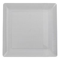 Exquisite Disposable-Clear-Plastic-Plates-Square Linear (40 Pack) Wedding Dinner Fancy Tableware Dishes (9 Inch, White) Single Size Set