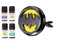 mEssentials Black Chrome Bat Aromatherapy Car Vent Air Freshener Essential Oil Diffuser Set With Vent Clip 9 Color Refill Pads & 4 100% Pure Essential Oils (Lavender, Peppermint, Inner Calm, Zen)