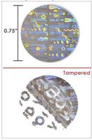 20,000 Silver Hologram TamperMax Tamper Evident Security Label Holographic Seal Sticker, Round 0.75" (19mm).