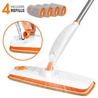 Spray Floor Flat Mop Cleaner with 220 Milliliter Refillable Water Tank Microfibre Cleaning Mop with 4 Microfibre Pads for Hardwood Tile Laminate Marble Floors