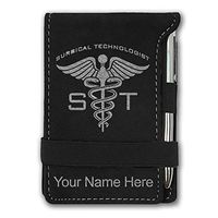 Mini Notepad, ST Surgical Technologist, Personalized Engraving Included (Black with Silver)