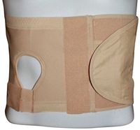 Safe n' Simple Unisex Ostomy Hernia Support Belt with Adjustable Hole, Stoma Hernia Belt, Right Hole, 8", Beige, Large