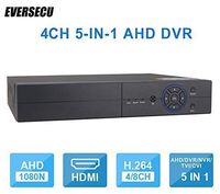 4CH 1080P Lite 5-in-1 HD Analog Hybrid DVR&NVR Support 1080P IP Camera+1080P AHD/TVI/CVI Camera and 960H Analog Camera Standalone DVR CCTV Surveillance Security System Video Recorder (No HDD)