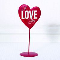 5" X 11" X 3" Metal Heart On Stand (I Love You) Red/White – Model Number – 22048
