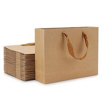 Kraft Paper Bags, Eusoar 8.3" x 3.1" x 10.6" 25pcs Brown Kraft Paper Gift Bags with Soft Cloth Handles, Bulk Shopping Bags, Wedding Gift Bags, Party Bags, Kraft Retail Merchandise Bags