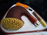 MASTERPIECE Teak wood and Meerschaum Calabash Pipe handcarved by CPW Pipes m4