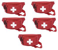 5pk AsaTechmed First Aid Waist Pack - Baywatch Lifeguard Fanny Pack - Compact for Emergency at Home, Car, Outdoors, Hiking, Playground, Pool, Camping, Workplace