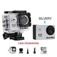 NUOYAREN Action Camera 1080P 12MP Sports Camera Full HD 2.0 Inch Action Cam 30m/98ft Underwater Waterproof Camera with Mounting Accessories Kit (Silver-Less)