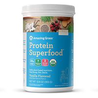 Amazing Grass Protein Superfood: Organic Vegan Protein Powder, Plant Based Meal Replacement Shake with 2 servings of Fruits and Veggies, Pure Vanilla Flavor, 11 Servings,12 Ounce