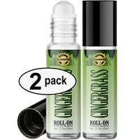 Gingergrass Roll On Essential Oil Rollerball (2 Pack - Pure GINGERGRASS Oil) Pre-diluted with Glass Roller Ball for Aromatherapy, Kids, Children, Adults Topical Skin Application - 10ml Bottle
