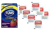 Tums Individually Wrapped Rolls and Tylenol Travel Medicine Packets - Relief for Menstrual Cramps, Heartburn, Indigestion, Headaches and Pain | Bundle Set