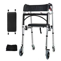 ZWJ-Rolling Walkers Multi-Function Walker with Wheeled seat, handbrake Design, Adjustable Height, Maximum Load Capacity 250 lbs (Color : Black)