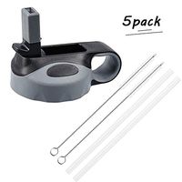 BAODANstore Straw Lid,Water Bottle Lid Fitting Most Wide Mouth Bottle with 2 Straws and 2 Straw Brush (Grey)