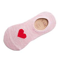 Clearance!!Swyss 1Pairs Color Heart Print Comfortable Breathable Cotton Slip Low Cut Sock Cute Socks (Pink)