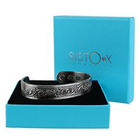 SISTO-X Chunky Copper Magnetic Cuff Bracelet/Bangle Pewter Finish Glastonbury Design by Sisto-X® 6 Magnets Natural Ndfeb Medium (160-190Mm)