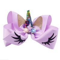 Unicorn Alligator Clip Bows 8 inch (4#, B#)