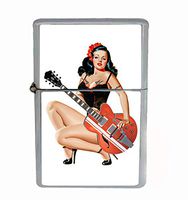 Customized Collectables Pinup Girl Guitar Vintage Sexy Flip Top Oil Cigarette Lighter