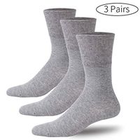 Forcool Diabetic Socks for Women and Men, Soft Cushioned Seamless Edema Socks Cotton Crew with Extra Wide Non Binding Loose Fit Top for Big and Tall Men, 3 Pairs Gray X Large
