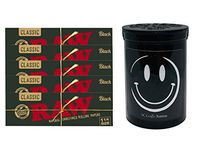 Herb Airtight Container Fresh Kettle with Raw Black Natural Rolling Papers 5 Count DC Crafts Nation- Happy Face