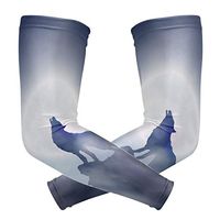 Howling Wolf with Moon Blue Unisex Arm Sleeve,UV Protection Arm Compression Sleeve, Skin Protection Sport Arm Cooler Sleeve for Running Hiking Jogging Motorcycling Climbing Camping