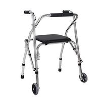 Wheeled Walker Medical 2-Wheeled Walking Frame with Seat Compact Folding Walker with Wheel Light Aluminum Alloy Walking Frame