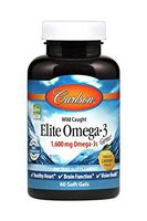 Carlson - Elite Omega-3 Gems, 1600 mg Omega-3 Fatty Acids Including EPA and DHA, Norwegian, Wild-Caught Fish Oil Supplement, Sustainably Sourced Fish Oil Capsules, Lemon, 60 Soft Gels
