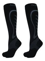 Sports Compression Socks | Unisex - Calf Length | Graduated Compression | (Black/Grey, Small (Men: 7 & Under, Woman: 8.5 & Under))